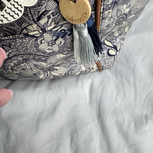 Sakroots Metro 2 Handle Tote Bag Navy and White Durable Purse Coated Canvas Bag - Picture 13 of 16